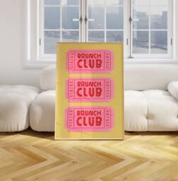 Brunch Club Ticket Print Poster, Bruch Wall Art, Retro Trendy Art Kitchen Prints, Decor Food Pink 2455 - thumbnail 1