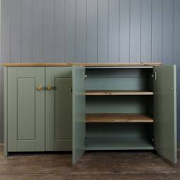 Handmade 4-Door Cupboard Solid Wood Shoe Rack, Soft Close