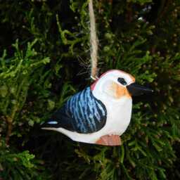 Red-Bellied Woodpecker Wooden Figurine - Hand Carved Bird Decor - thumbnail 4