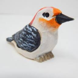 Red-Bellied Woodpecker Wooden Figurine - Hand Carved Bird Decor - thumbnail 3
