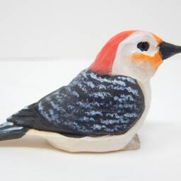 Red-Bellied Woodpecker Wooden Figurine - Hand Carved Bird Decor - thumbnail 2