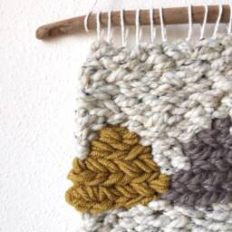 Handmade Woven Wall Hanging Tapestry Weaving, Wool Brown Gold Beige Cream Neutral Driftwood Boho Chic Decor Medium - thumbnail 3
