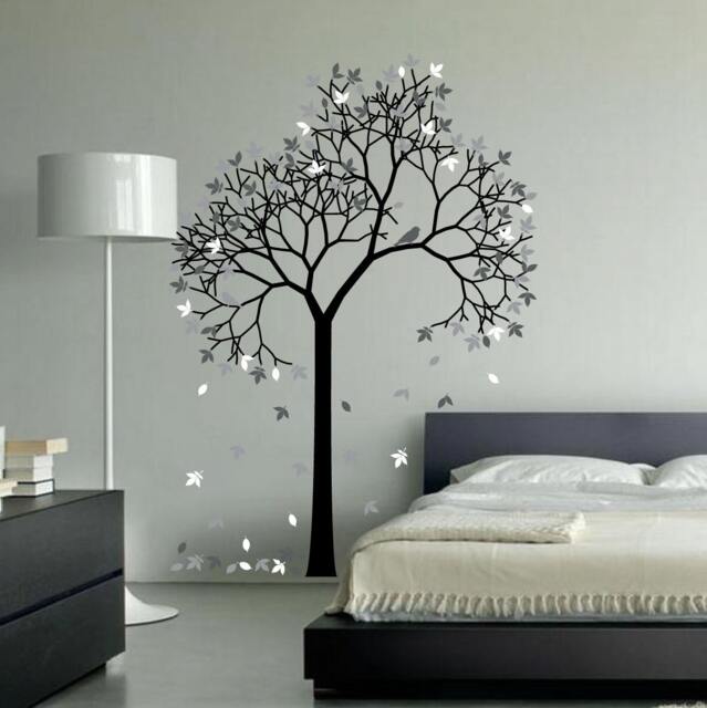 Aspen Tree Wall Decal Forest With Bird & Leaves Vinyl Sticker Removable Nursery Art 1267 - image 1