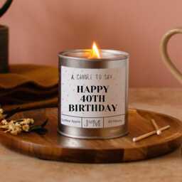 Happy 40Th Birthday Candle For Her. Wood Wick Gift - thumbnail 1