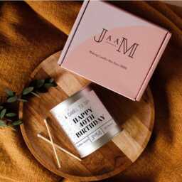 Happy 40Th Birthday Candle For Her. Wood Wick Gift - thumbnail 4
