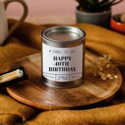 Happy 40Th Birthday Candle For Her. Wood Wick Gift - thumbnail 3