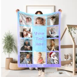 Personalized Baby Photo Blanket Collage, Baby Blanket, Picture With Text, Memorial Birth Gift - thumbnail 1