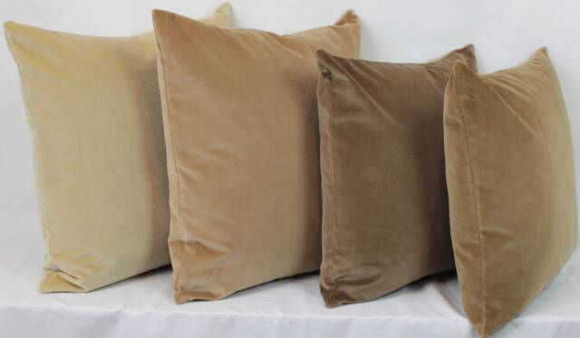 Fawn Beige British Cotton Velvet Cushion Pillow Cover Square Rectangle Lumbar - Superior Quality - image 1