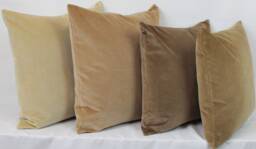 Fawn Beige British Cotton Velvet Cushion Pillow Cover Square Rectangle Lumbar - Superior Quality - thumbnail 1