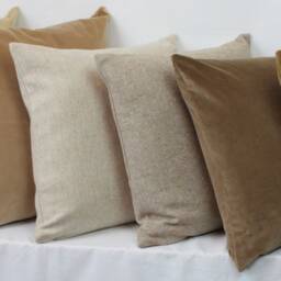 Fawn Beige British Cotton Velvet Cushion Pillow Cover Square Rectangle Lumbar - Superior Quality - thumbnail 2