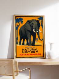 Vintage Elephant Museum Of Natural History Poster, Retro Animal Art