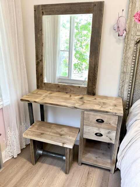 Bedroom Dresser Table & Mirror - Made From Reclaimed Scaffolding The Downend - image 1