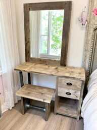 Bedroom Dresser Table & Mirror - Made From Reclaimed Scaffolding The Downend
