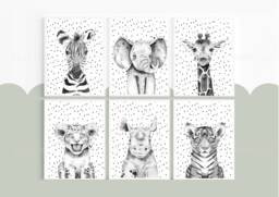 Black & White, Safari Animals, Nursery Prints, Decor, Safari Nursery, Decor, Girls Boys Kids - thumbnail 1