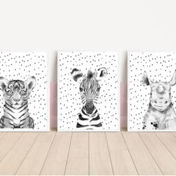 Black & White, Safari Animals, Nursery Prints, Decor, Safari Nursery, Decor, Girls Boys Kids - thumbnail 2