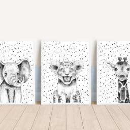 Black & White, Safari Animals, Nursery Prints, Decor, Safari Nursery, Decor, Girls Boys Kids - thumbnail 3