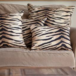 Tiger Stripe Velvet Xl Rectangular Cushion. Exotic Modern Big Cat Design in Deep Orange & Black. Supersoft Fabric. 23X15 - thumbnail 3