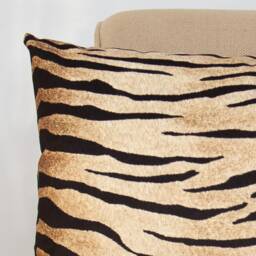 Tiger Stripe Velvet Xl Rectangular Cushion. Exotic Modern Big Cat Design in Deep Orange & Black. Supersoft Fabric. 23X15 - thumbnail 2