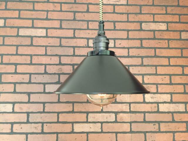 "Industrial Pendant Light -Black 8"" Black Cone Shade With Patented ""Huila Connector" - image 1