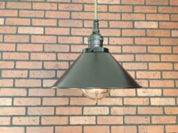 "Industrial Pendant Light -Black 8"" Black Cone Shade With Patented ""Huila Connector"