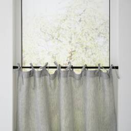 Semi Sheer Linen Curtains, Cafe Curtains, Drapery For Kitchen, Bathroom Drapery Curtain With Ties - thumbnail 2