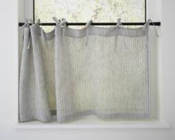 Semi Sheer Linen Curtains, Cafe Curtains, Drapery For Kitchen, Bathroom Drapery Curtain With Ties - thumbnail 1