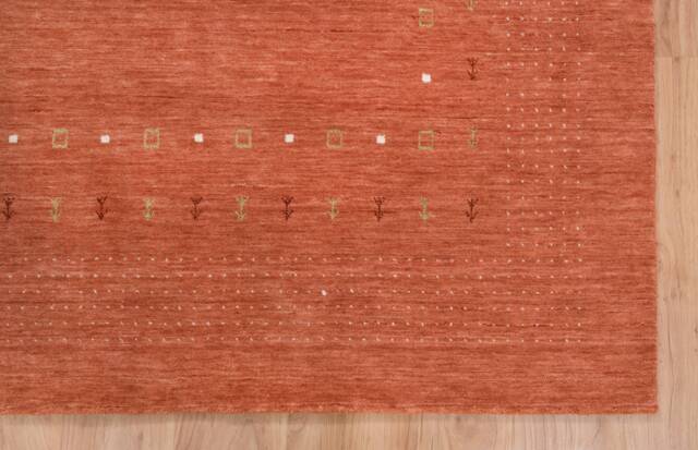 Burnt Orange Gabbeh Rug, Minimal Tribal Wool Area Boho Terracotta Decor 3020 - image 1