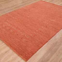 Burnt Orange Gabbeh Rug, Minimal Tribal Wool Area Boho Terracotta Decor 3020 - thumbnail 2