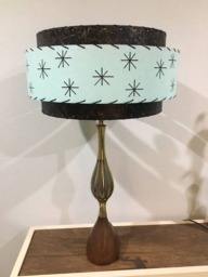 Mid Century Vintage Style 3 Tier Fiberglass Lamp Shade Starburst Atomic 18x11 Sea Foam - thumbnail 2