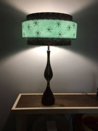 Mid Century Vintage Style 3 Tier Fiberglass Lamp Shade Starburst Atomic 18x11 Sea Foam - thumbnail 1