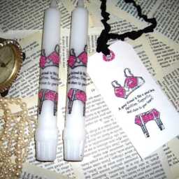 Friendship Candle Set Pink Glitter Bra Design, Uplifting Gift - thumbnail 2
