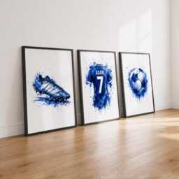 Boys Football Prints - Personalised Kids Bedroom Decor, Soccer Wall Art Set Of 3 - thumbnail 2