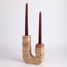 Roman Style Travertine Candlestick Holder Monte - thumbnail 3