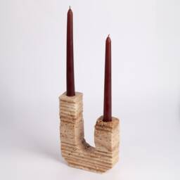 Roman Style Travertine Candlestick Holder Monte - thumbnail 2