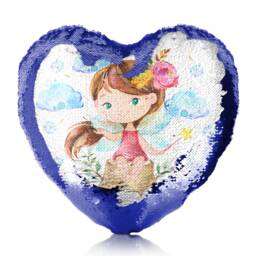Personalised Fairy Heart Shaped Sequin Cushion, Custom Initial Or Name - thumbnail 4