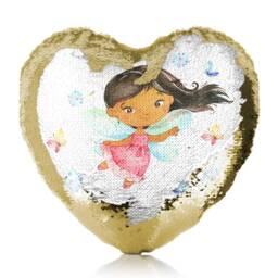 Personalised Fairy Heart Shaped Sequin Cushion, Custom Initial Or Name - thumbnail 2