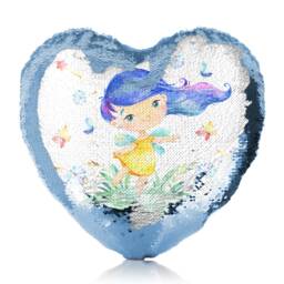 Personalised Fairy Heart Shaped Sequin Cushion, Custom Initial Or Name - thumbnail 3