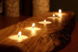 Personalized Rustic Wood Tea Light Candle Holder - Engraved Anniversary Gift - thumbnail 1