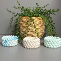 Jesmonite Eco Resin Tea Light Holder, Rope Style Candle Holder - thumbnail 3