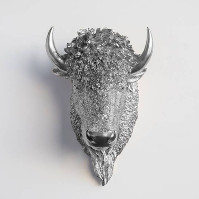 Faux Taxidermy Buffalo Bison Head - Wall Decor Silver Bih10 - image 1