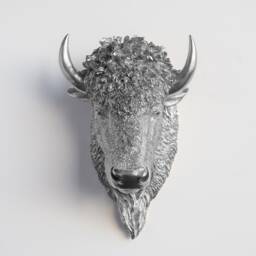 Faux Taxidermy Buffalo Bison Head - Wall Decor Silver Bih10 - thumbnail 1
