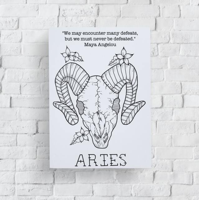 Aries Astrology Print Feminist Zodiac Art Birthday Gift - image 1