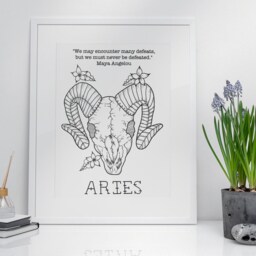 Aries Astrology Print Feminist Zodiac Art Birthday Gift - thumbnail 3