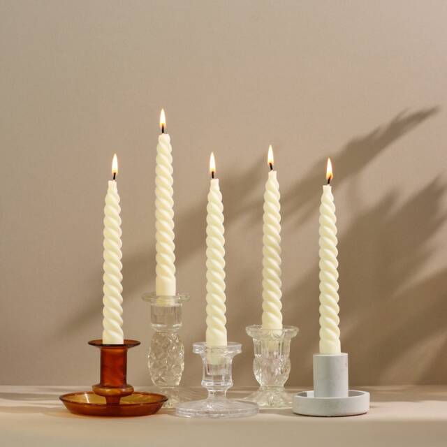 Vanilla Cream Twist Candles Beeswax Soy Blend Taper Candle Set - image 1