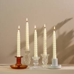 Vanilla Cream Twist Candles Beeswax Soy Blend Taper Candle Set