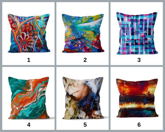 Mid Century Modern Cushion Cover, Vibrant Abstract Pillow Case, Unique Colourful Accent For Contemporary Home Decor - image 1