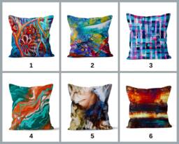 Mid Century Modern Cushion Cover, Vibrant Abstract Pillow Case, Unique Colourful Accent For Contemporary Home Decor - thumbnail 1