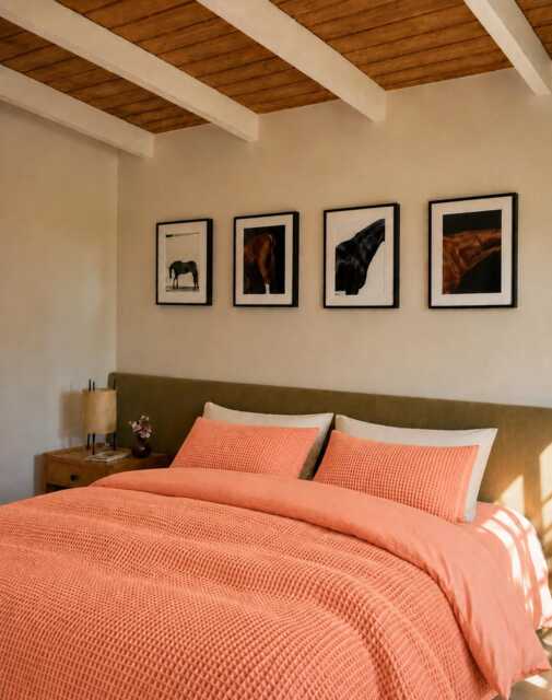Peach Waffle 100% Cotton Duvet Cover Set - image 1