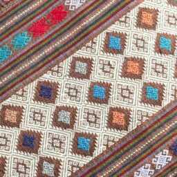 Vintage Hmong Hemp Pillow Handwoven Tribal Textile, Brown & Navy Batik - thumbnail 3