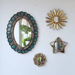 "Peruvian Mirrors ""Antique Steel Blue Collection 50cm" - thumbnail 1